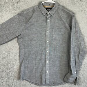 DUER 9-to-9 Button Down Shirt Mens Large Grey Performance Stretch Long Sleeve
